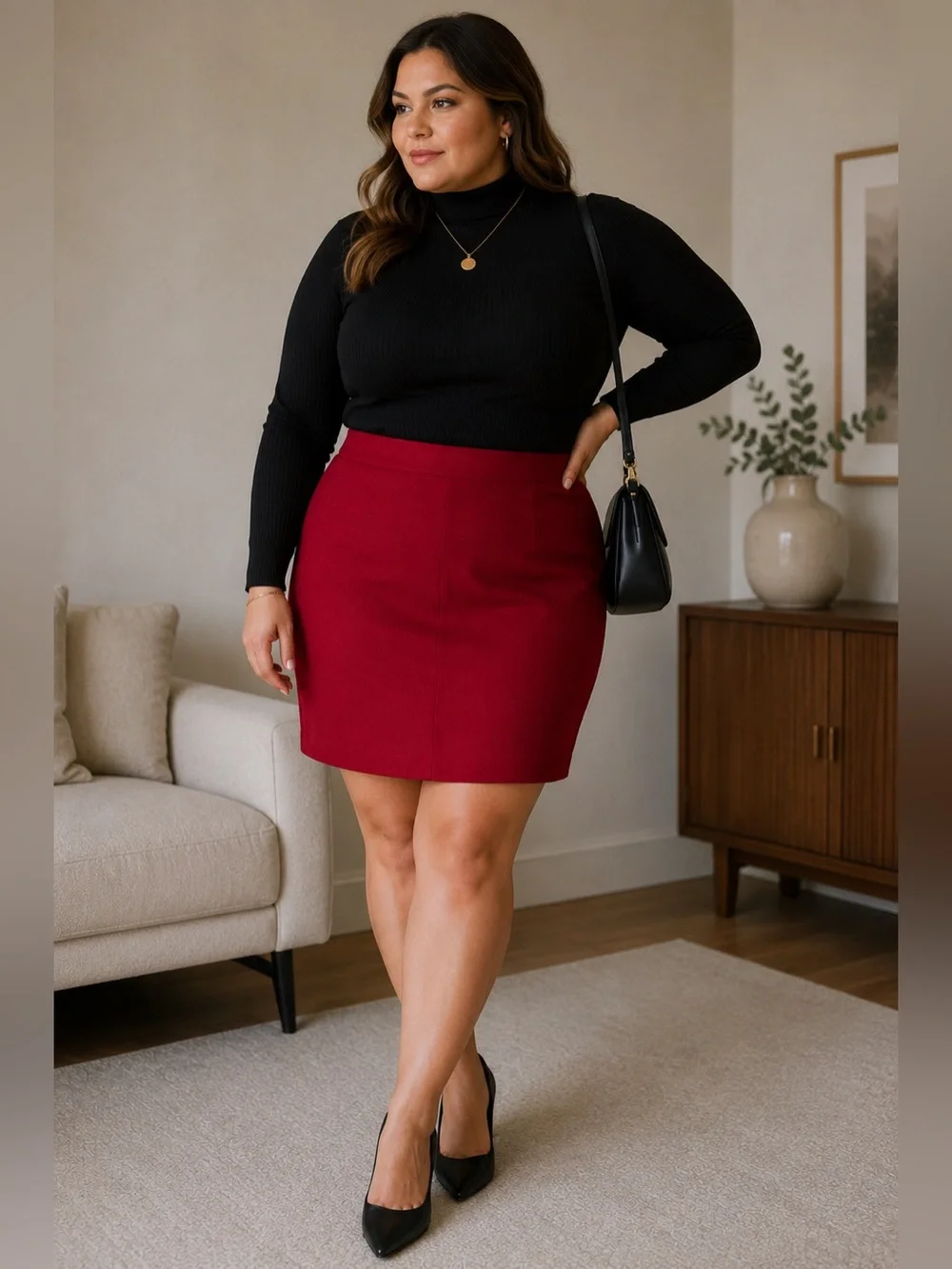 Banana Republic Red Mini Skirt Size 16 Cotton Blend Back Slit Career Office